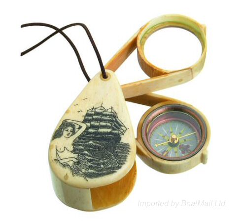 牙細工の拡大鏡付コンパス