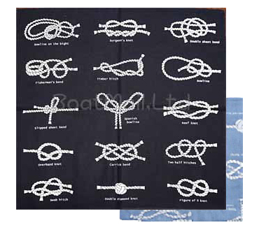 マリングッズ マリンハンカチ 国際信号旗 帆船 ノット ロープ結び