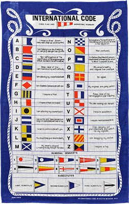 リネン（麻）製の国際信号旗ティータオル
