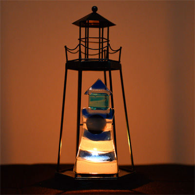 灯台型ステンドグラス付きメタル灯台